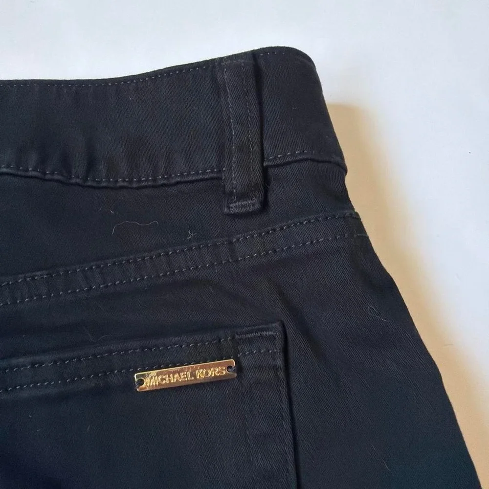 Michael Kors Black Flare Trouser Jeans Gold Double Button Y2K Mcbling Size 8